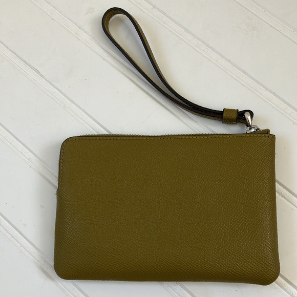 Coach Corner Zip Leather Wristlet in Citron - Picture 3 of 9